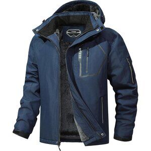 Men's Ski Jacket Winter Warm Snow Coat Waterproof Windbreaker Hooded Work Outerw